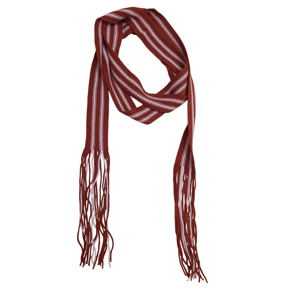 GAP Y2K Long Striped Scarf Red Pink Fringe Women's Acrylic Winter‎ Layering Knit